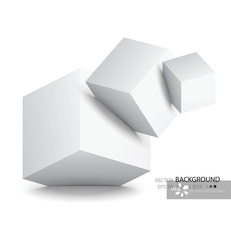 白色背景上孤立的白色立方体图片素材