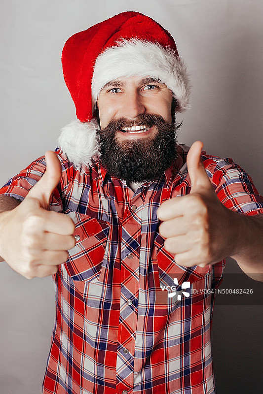 灰发圣诞老人的艺术肖像图片素材