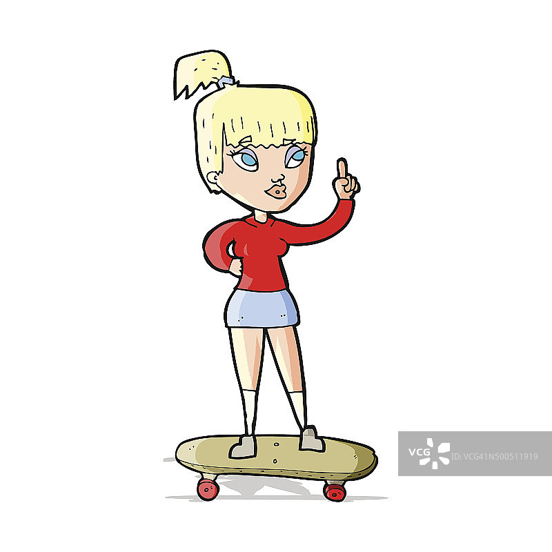 卡通滑板女孩图片素材