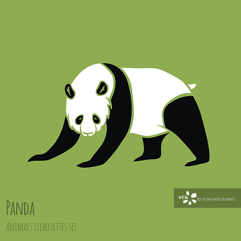 矢量熊猫剪影合集图片素材