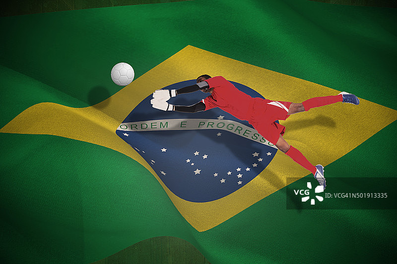 红色守门员的扑救图片素材