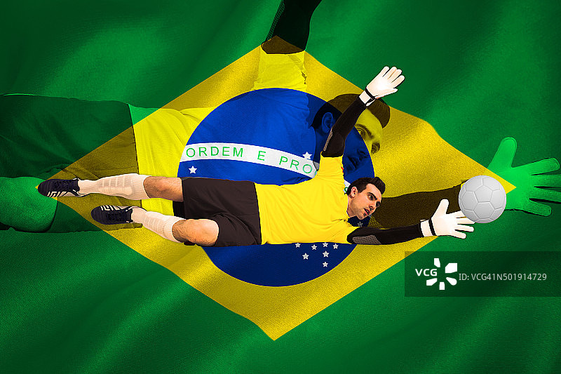 黄色球衣守门员精彩扑救图片素材