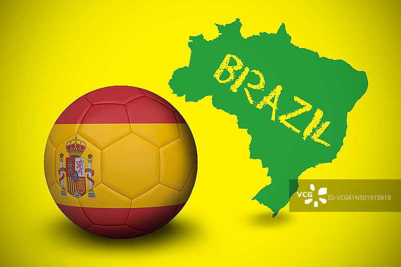 带有西班牙国旗颜色的足球图片素材