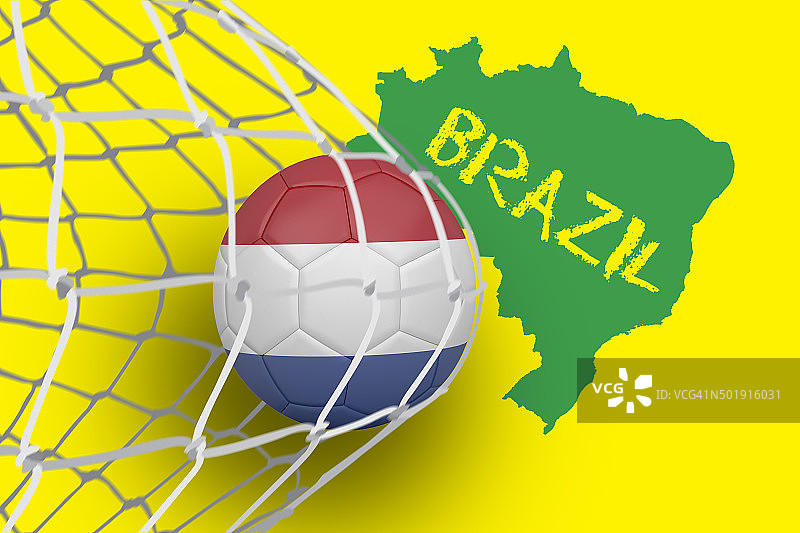 荷兰配色足球在球网后图片素材