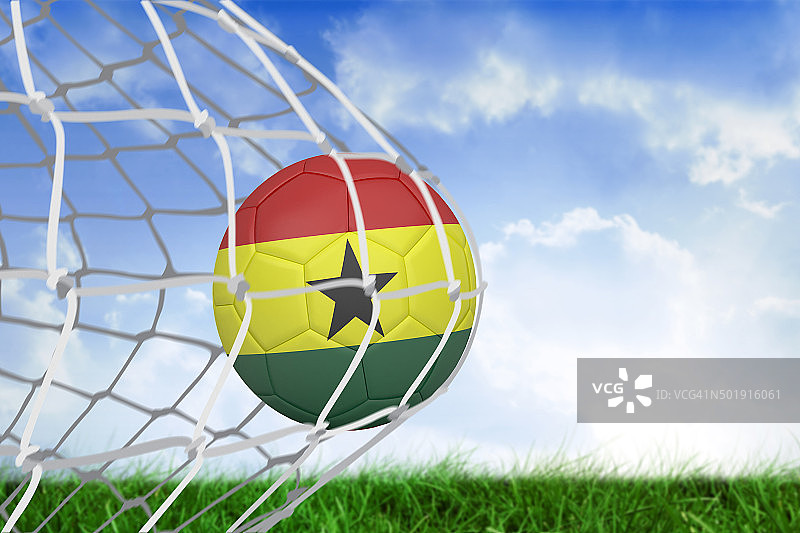 加纳配色足球，球网背景图片素材