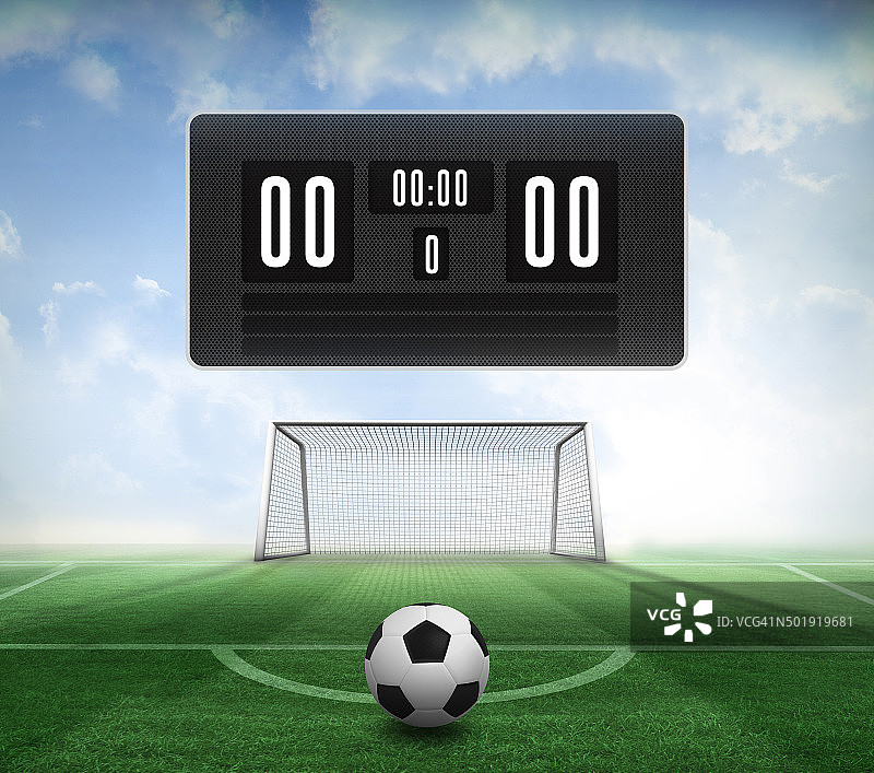 黑白足球和记分牌图片素材