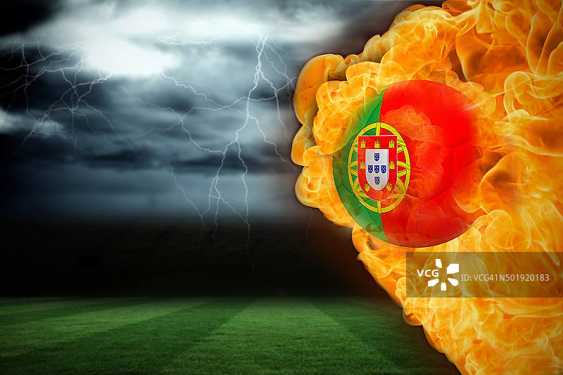 葡萄牙国旗足球火焰背景图片素材