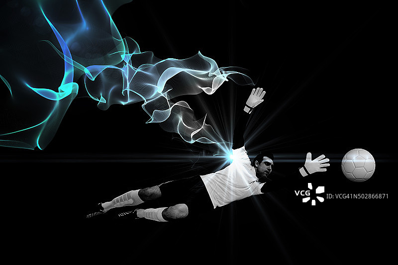 白色守门员的扑救合成图图片素材