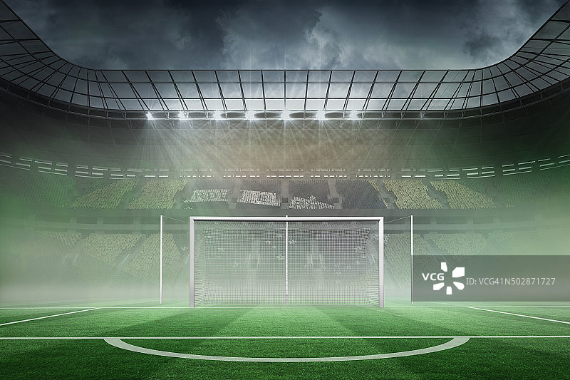 大型体育场内的足球场图片素材