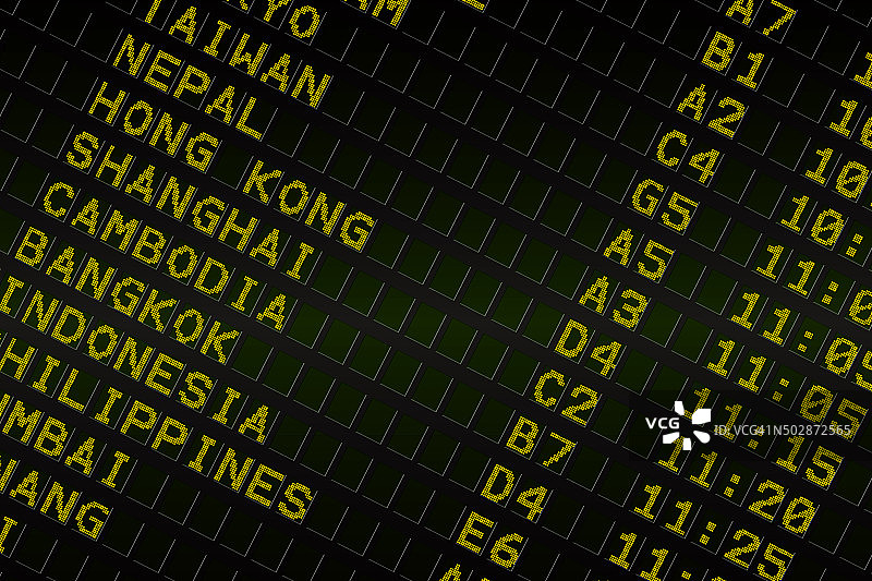 亚洲机场黑色出发指示牌图片素材