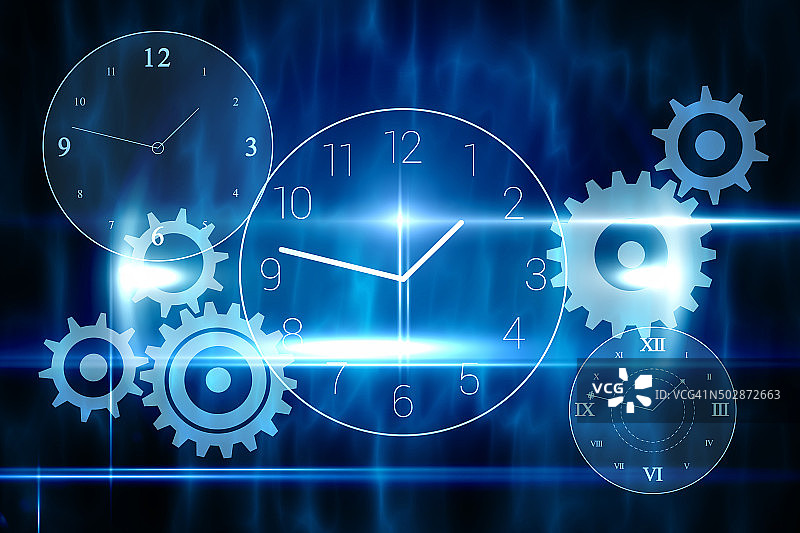带时钟的蓝色科技设计图片素材