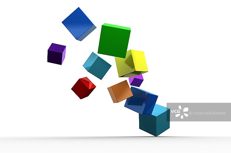 3D彩色漂浮立方体图片素材
