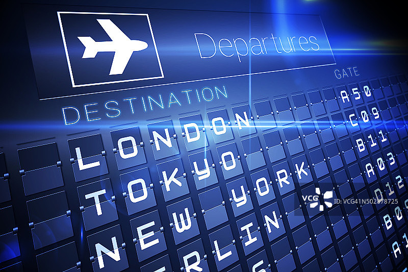 主要城市蓝色出发指示牌图片素材