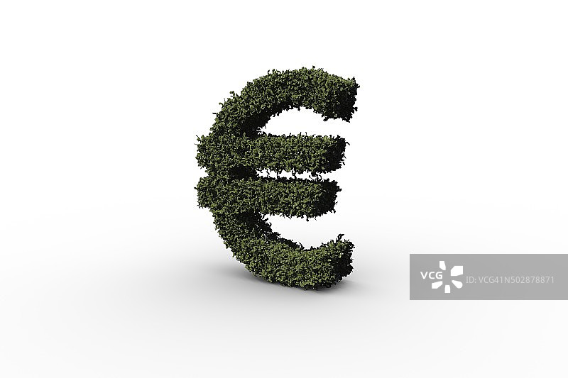 叶子组成的欧元符号图片素材