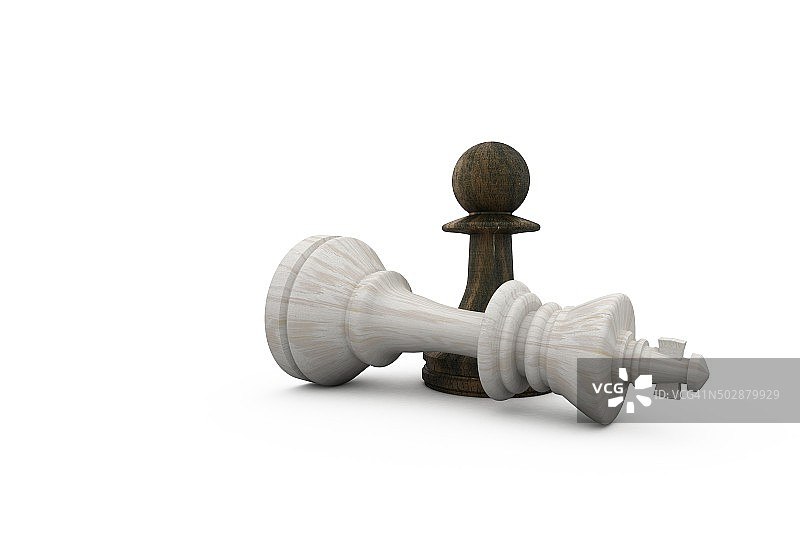 站在倒下的白色国王之上的黑色兵卒图片素材