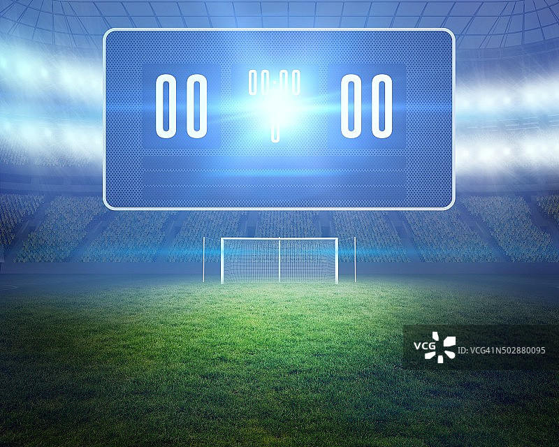 足球场、球门柱和记分牌图片素材