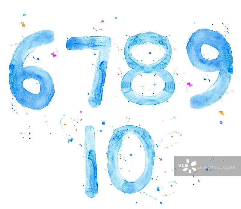 水彩数字6到10图片素材