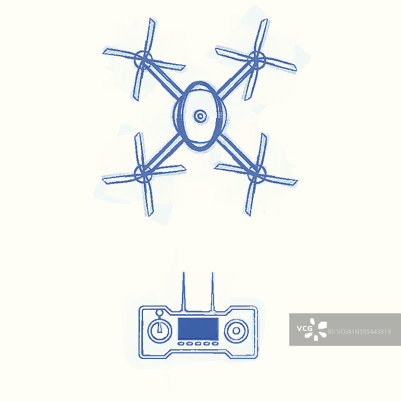 四轴飞行器素描矢量插画图片素材