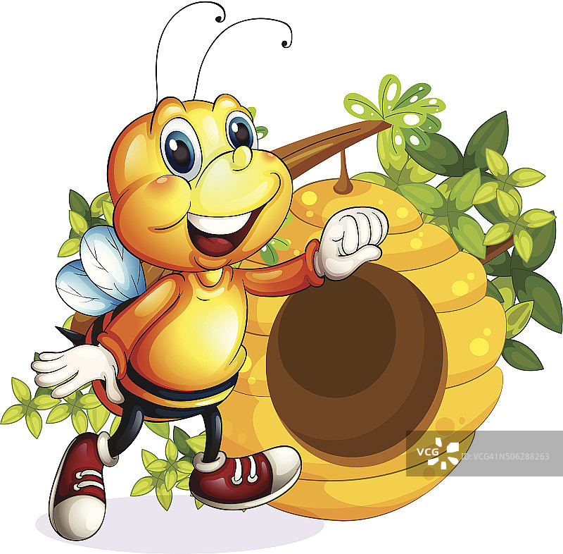 蜂巢附近的蜜蜂图片素材