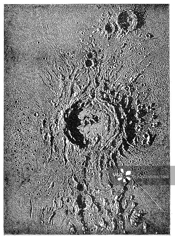 1897年月球陨石坑雕刻图片素材