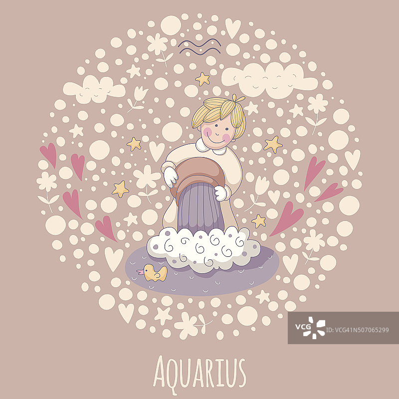 卡通插画：水瓶座图片素材