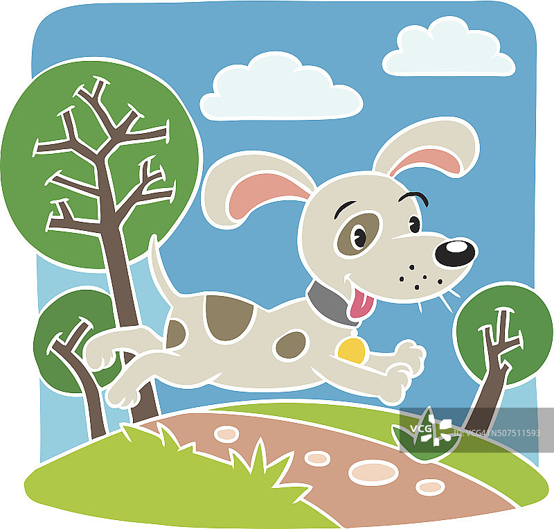 儿童与小狗矢量插画图片素材