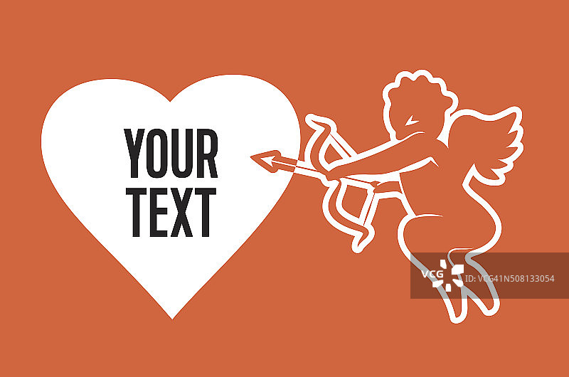 带复制空间的爱心天使矢量线条艺术符号图片素材