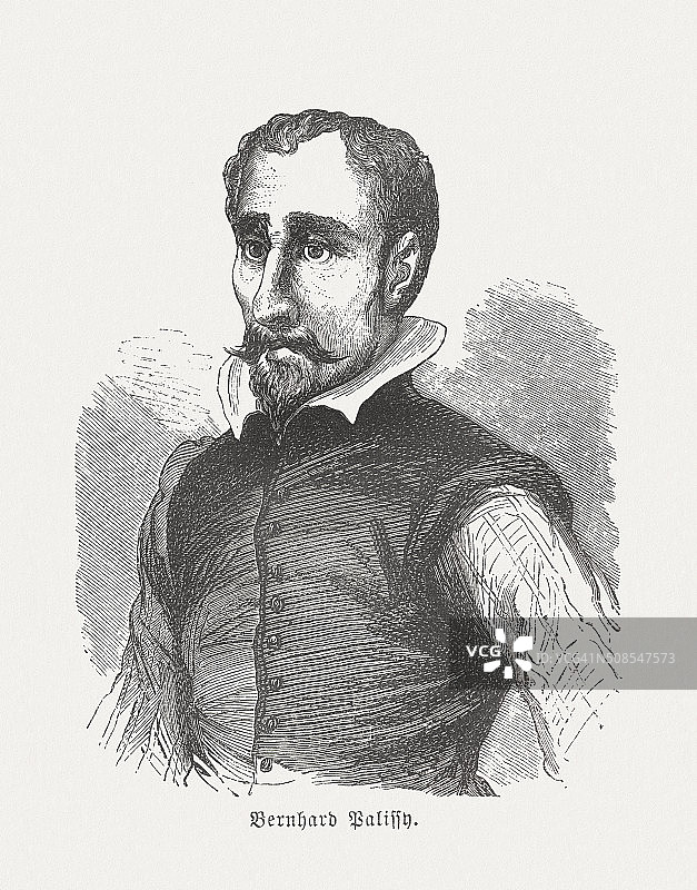 贝尔纳·帕利西(1510-1589/90)，法国科学家，1877年出版的木刻版画图片素材