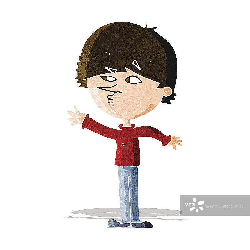 卡通风格的焦虑男人伸手图片素材