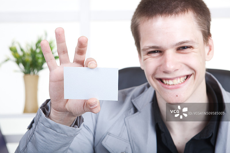 商人和空白卡片图片素材