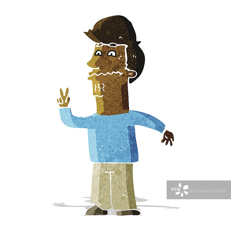 卡通男人做出和平手势图片素材