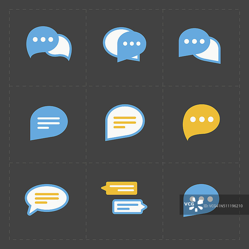 黑色背景上的彩色语音气泡图标矢量素材图片素材