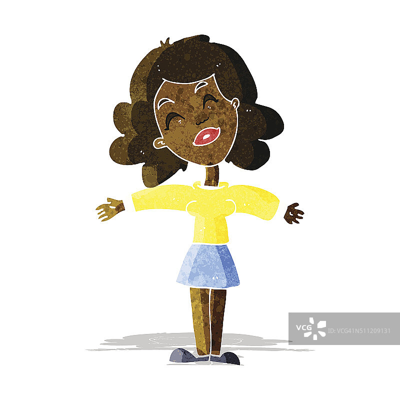 张开双臂的卡通女人图片素材