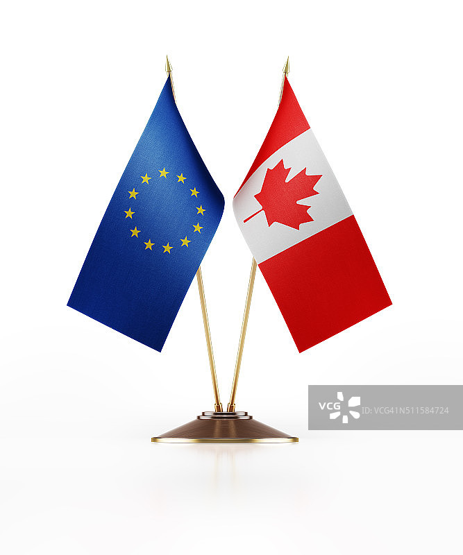 欧盟和加拿大国旗微缩模型图片素材