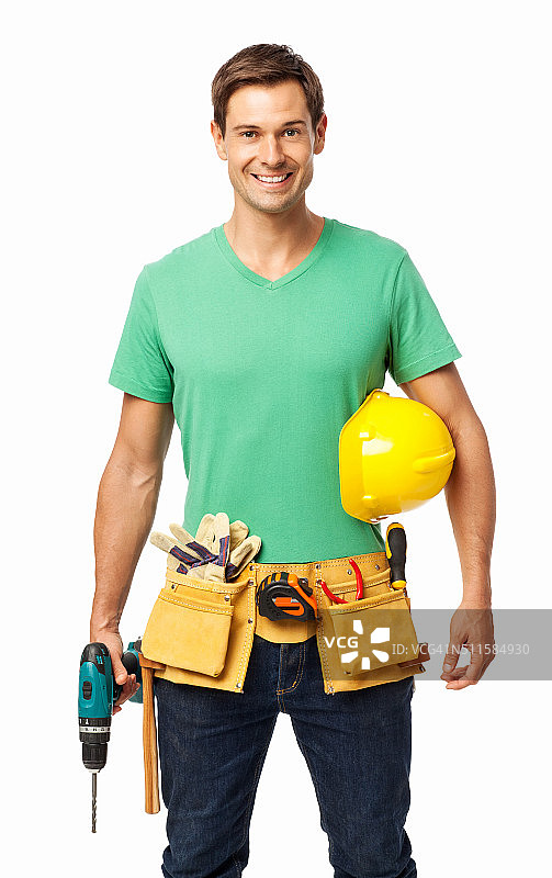 自信的木匠手持电钻图片素材