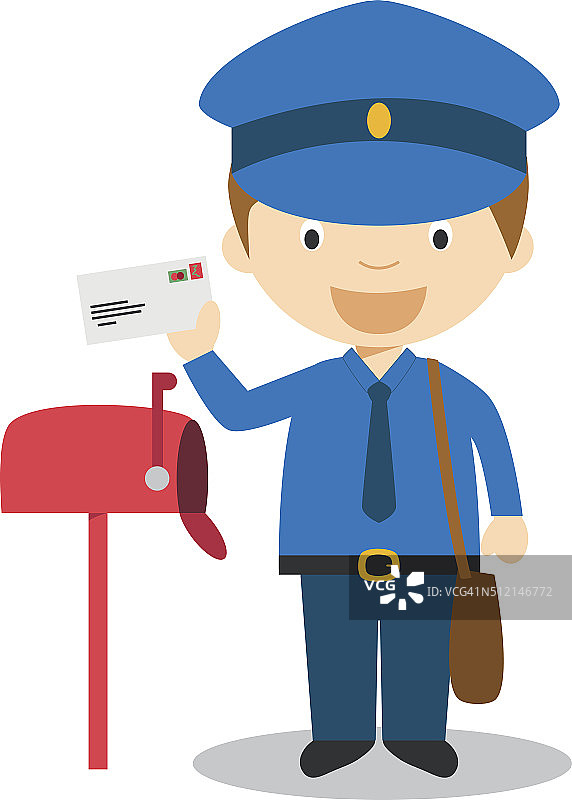 可爱的卡通矢量邮递员插画图片素材