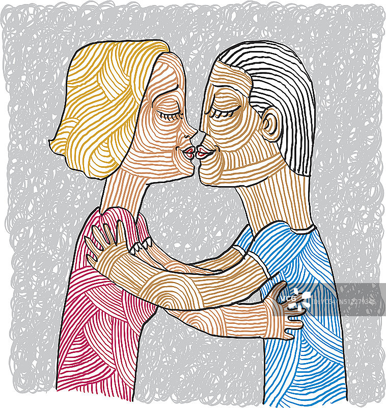 幸福家庭情侣亲吻，人际关系理念，爱图片素材