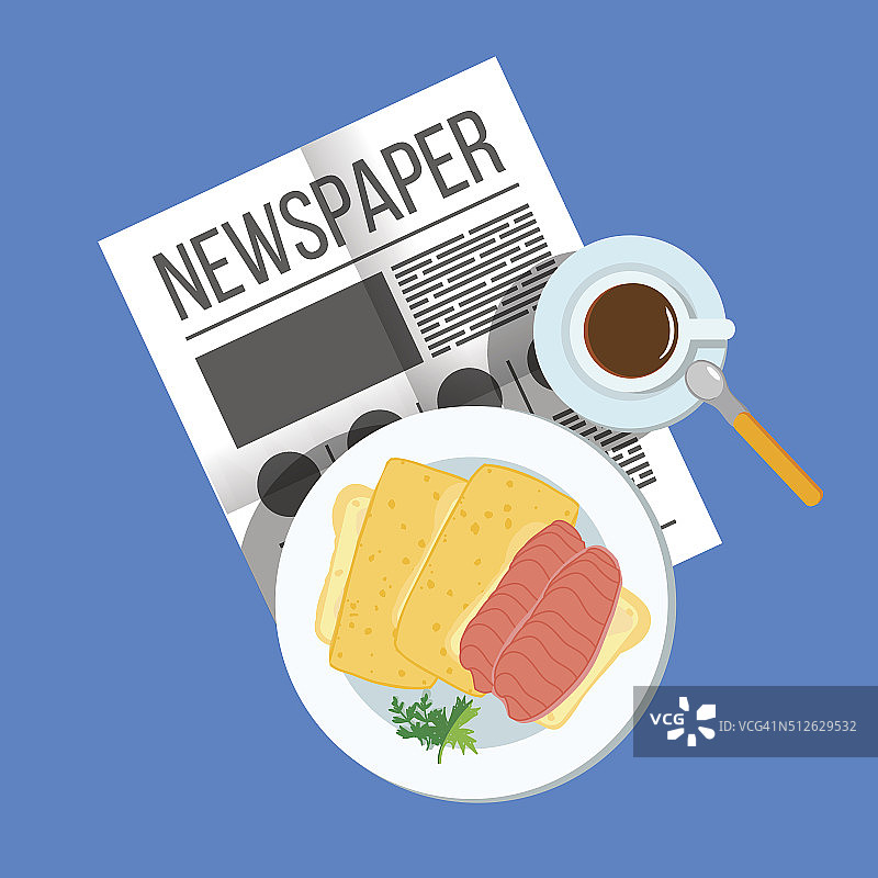 咖啡饼干早餐羊角面包俯视图图片素材