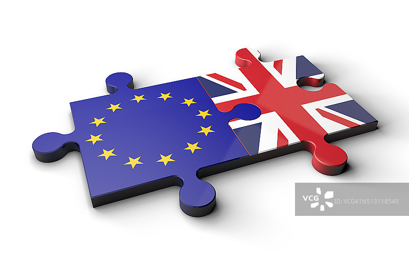 欧盟与英国旗拼图碎片图片素材