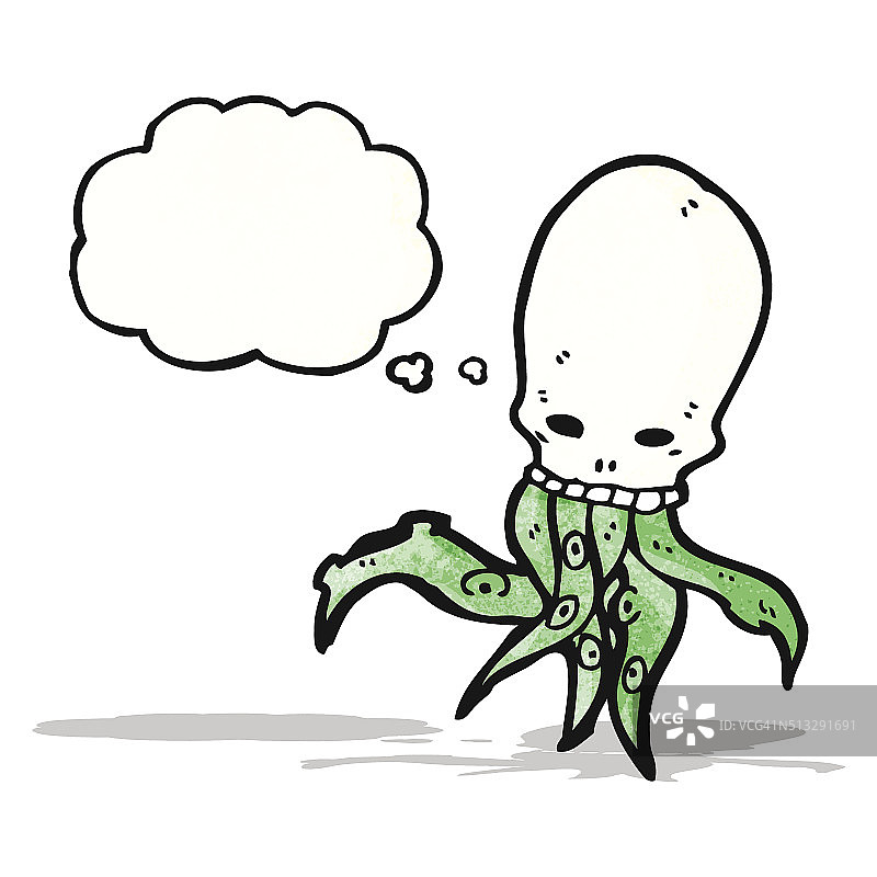 恐怖触手骷髅怪卡通图片素材