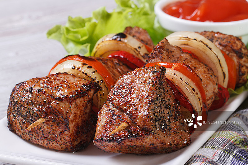 蔬菜烤肉串特写镜头图片素材