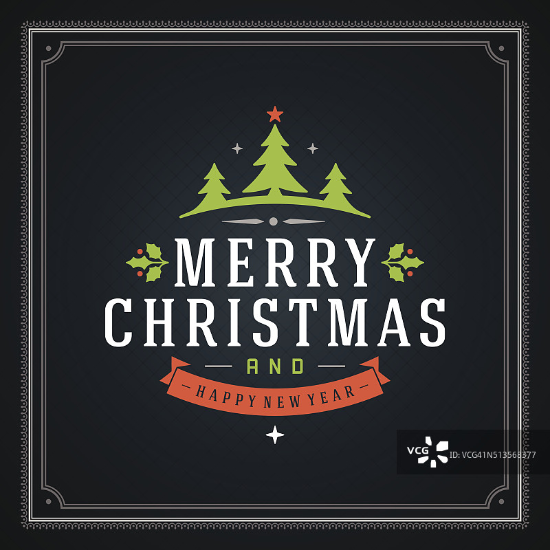 圣诞节复古排版与装饰图片素材