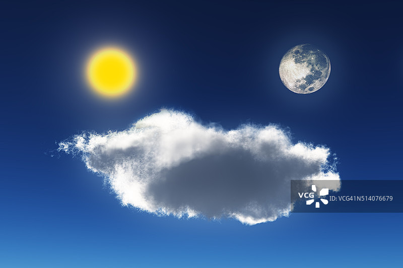 月亮、太阳和云图片素材