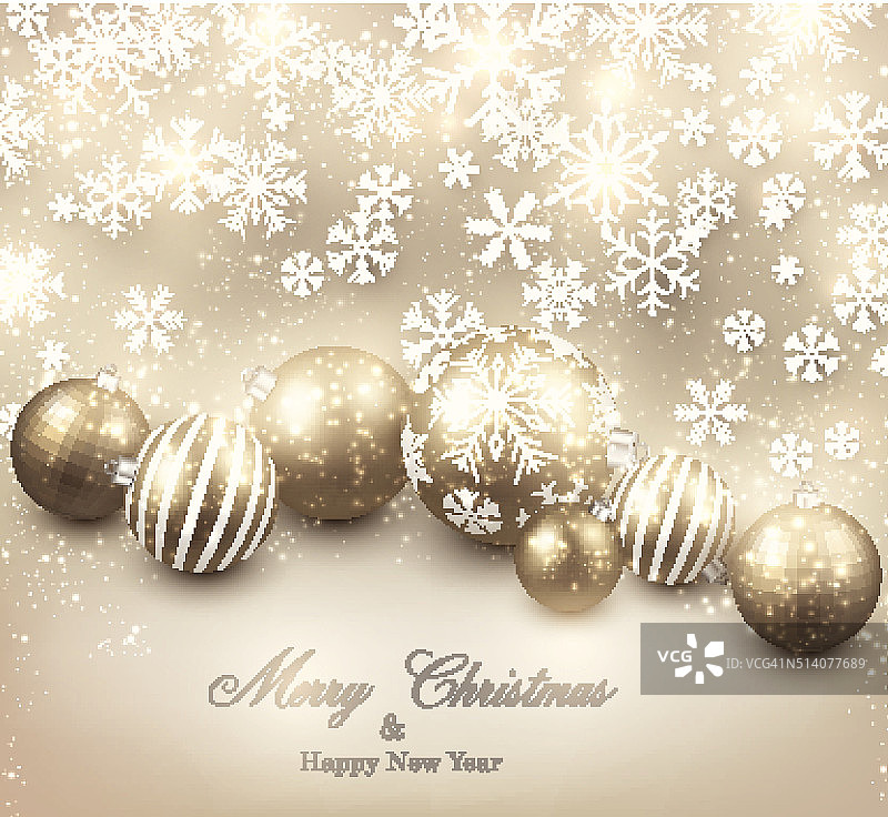 金色圣诞球冬季背景图片素材