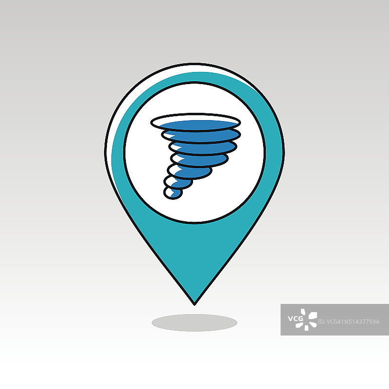 龙卷风旋风图钉地图图标，天气图片素材