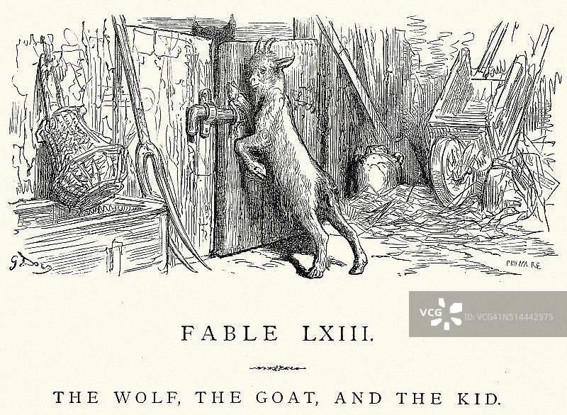 《拉封丹寓言》：狼、山羊和小山羊图片素材