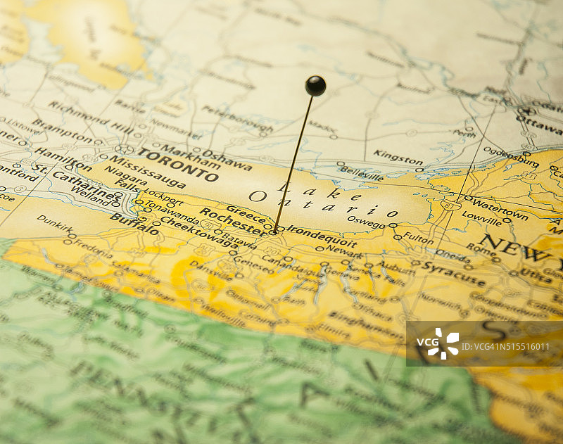 罗切斯特纽约和加拿大边境的旅行路线图图片素材