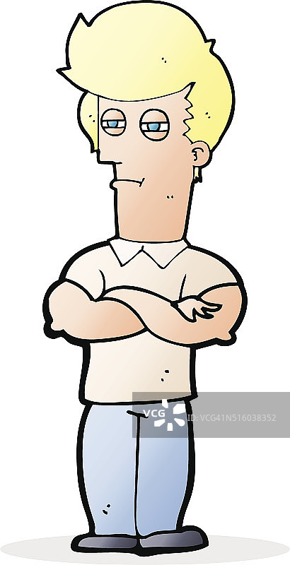 双臂交叉的卡通男人图片素材