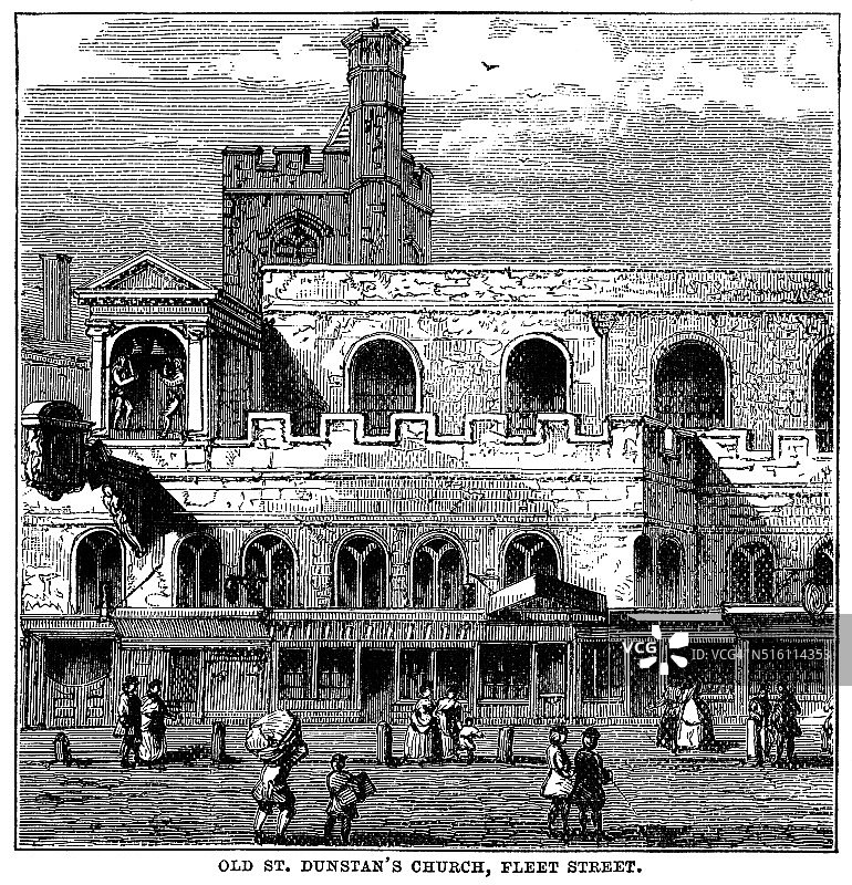 伦敦舰队街的圣邓斯坦教堂图片素材