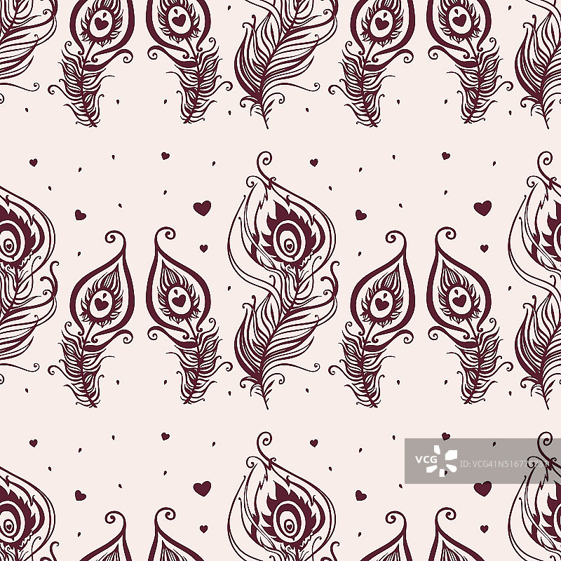 美丽的孔雀羽毛无缝背景图片素材